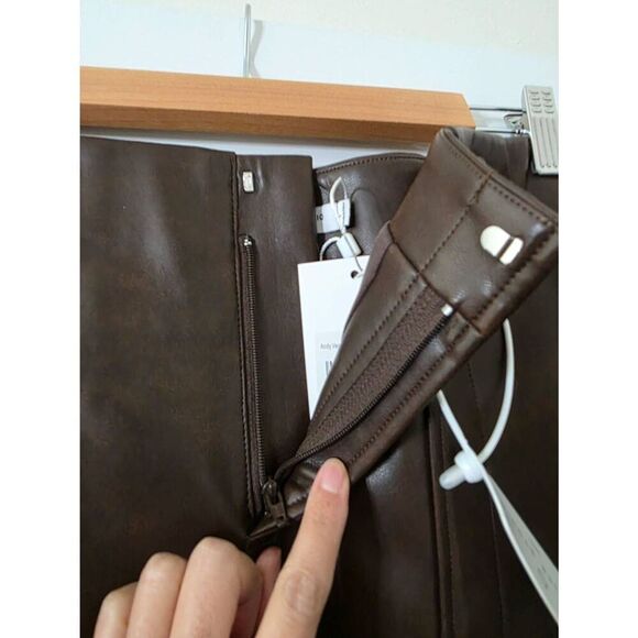 Petite Studio Andy Vegan Leather Skirt, Brown S NWT - Picture 6 of 7